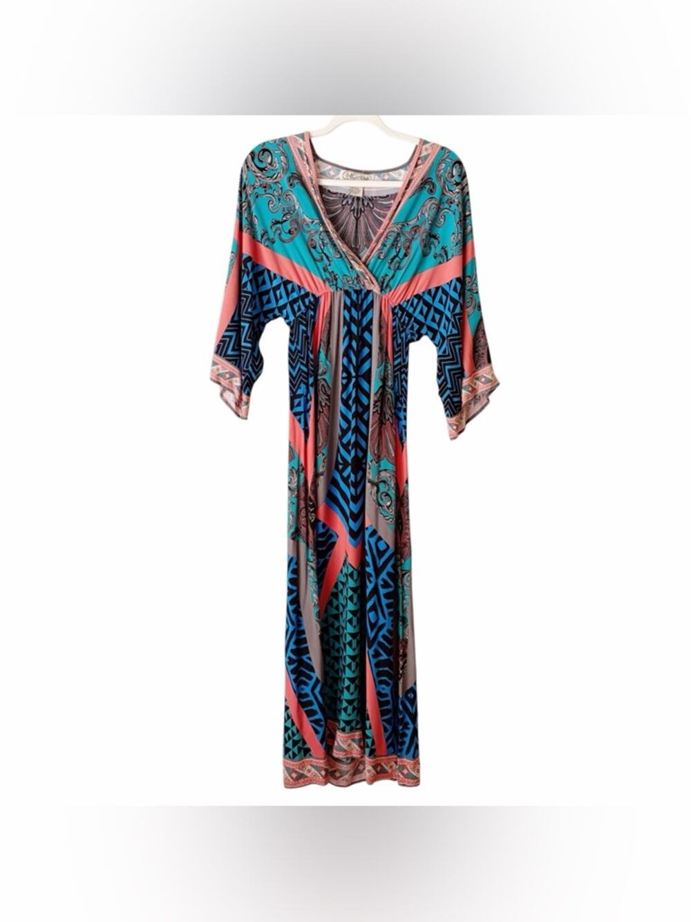 Flying Tomato | Kimono Style Maxi Dress Boho Eclectic‎ Festival Summer Small